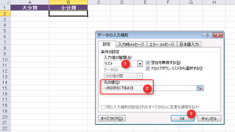 INDIRECT関数の入力